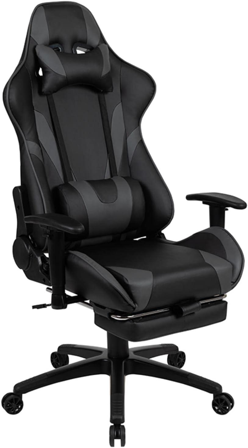 Flash Furniture X30 Gaming Chair Racing Office Ergonomic Computer Chair with Fully Reclining Back and Slide-Out Footrest in Red LeatherSoft