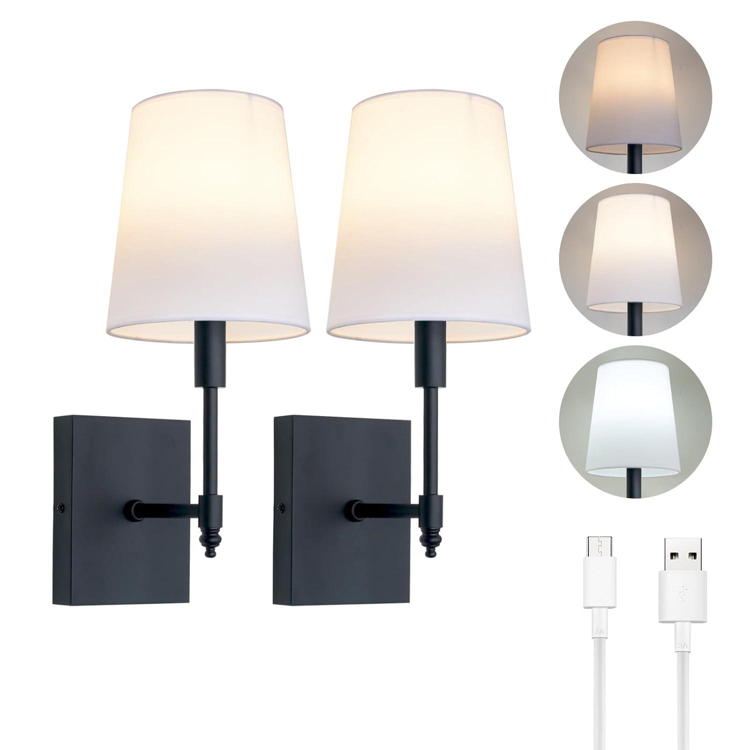 Battery Operated Black Wall Sconce Set Of 2,not Hardwired Fixture Wireless Wall Light ,dimmable Picture Sconces Cordless ,Easy To Install Battery Powered Lamp,for Bedroom, Lounge, Farmhouse Gallery