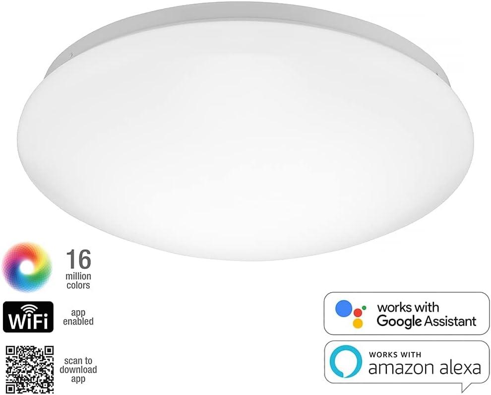 Luvoni by Maxxima 13 in. Smart WiFi LED Mushroom Light Ceiling Fixture, Dimmable, CCT 2000K-5000K, 1500 Lumens