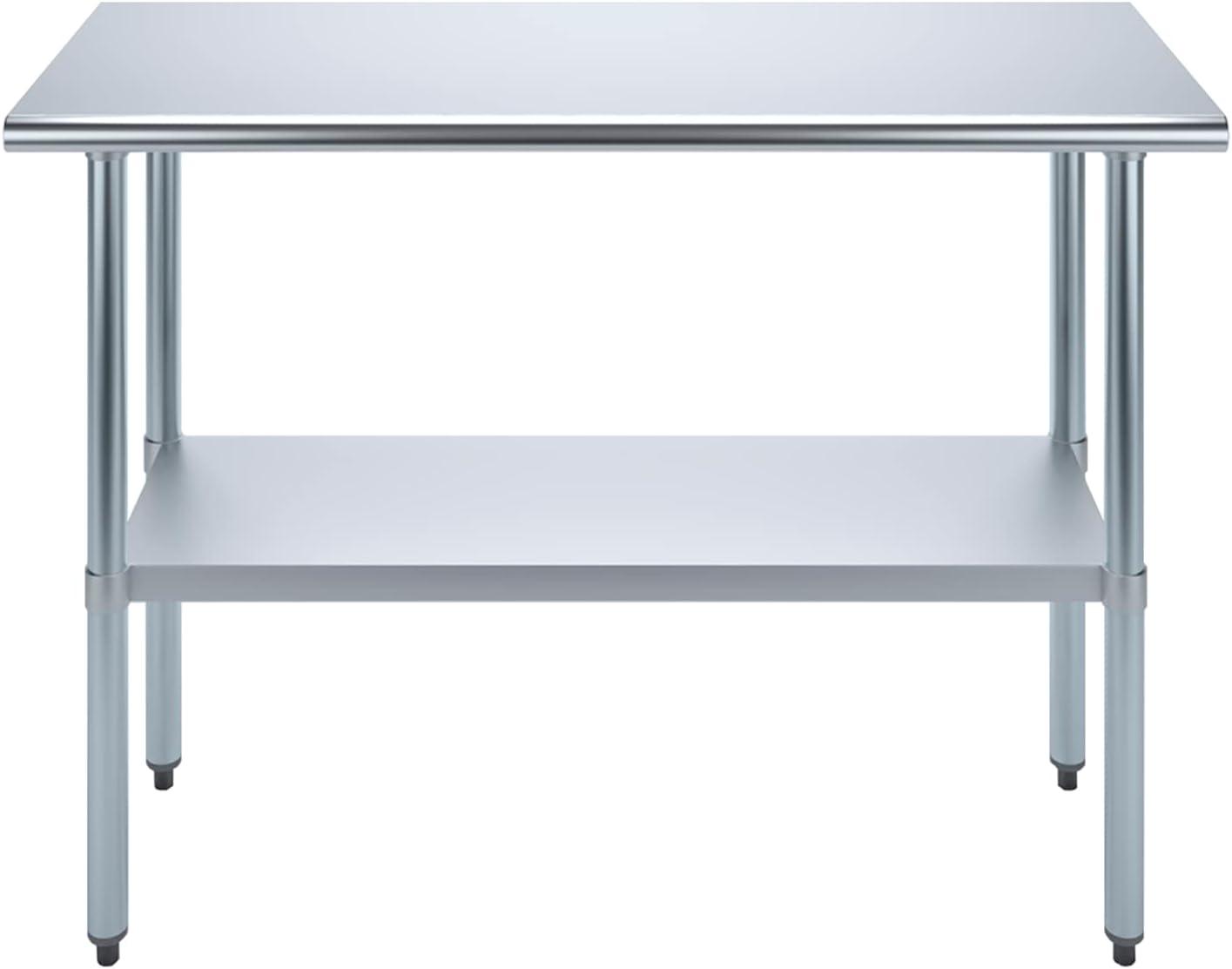 48" Stainless Steel Kitchen Utility Table with Adjustable Shelf