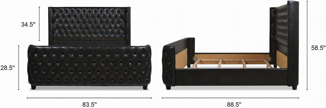 Brooklyn King-Size Luxe Wood Frame Upholstered Bed with Tufted Nailhead Trim