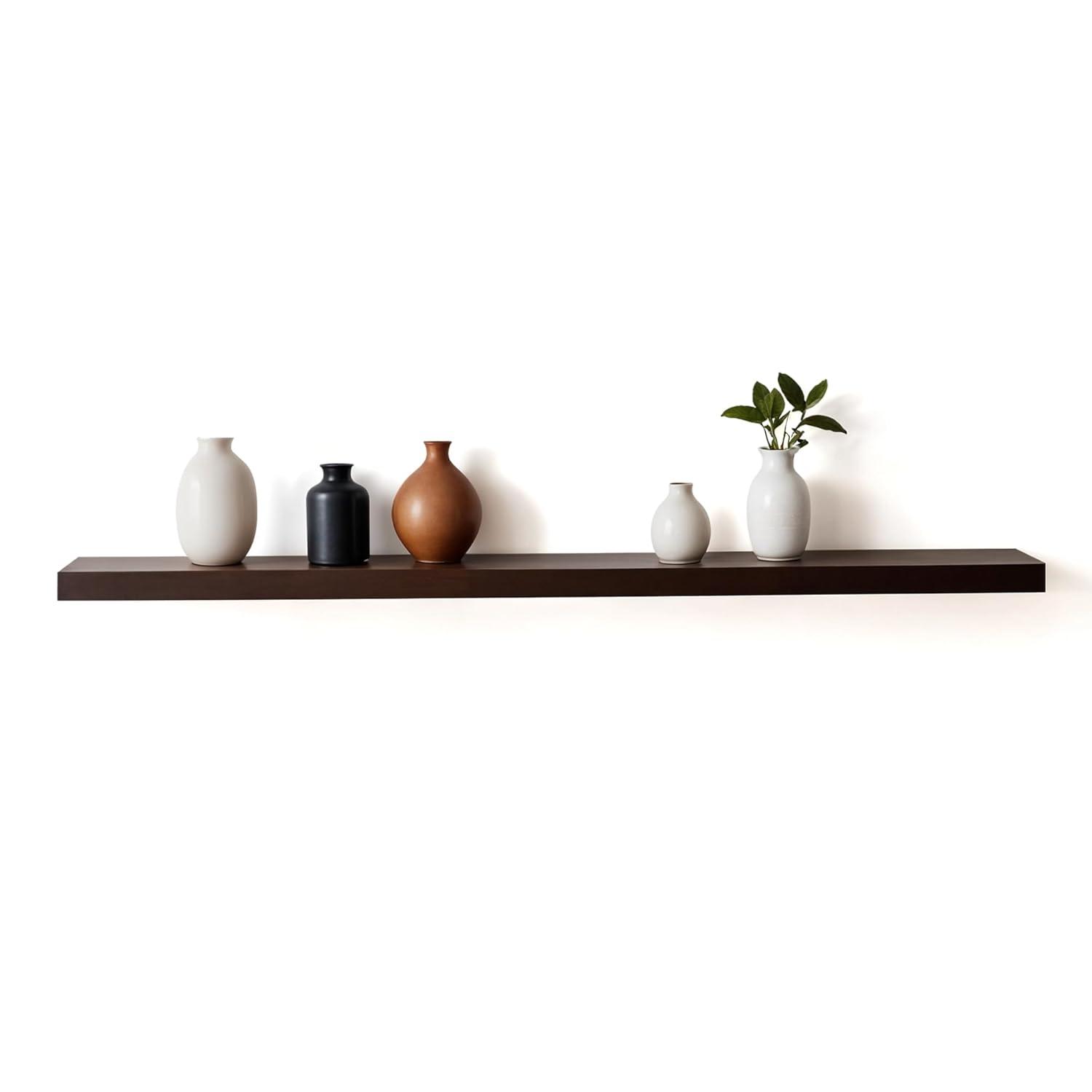 InPlace 48" Floating Shelf Wall Mounted Hidden Brackets Espresso: Modern Wood Composite, 17 lbs Capacity