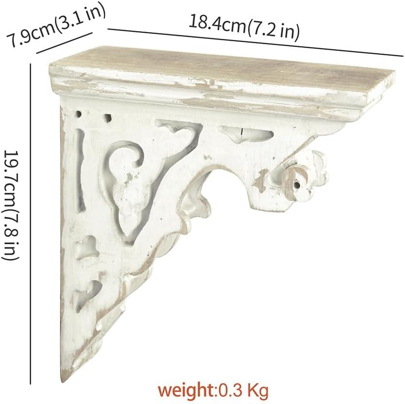 Ophelia & Co. Vintage Shabby Wood Corbels Brackets for Shelf Farmhouse Wall Decor (Set of 2)
