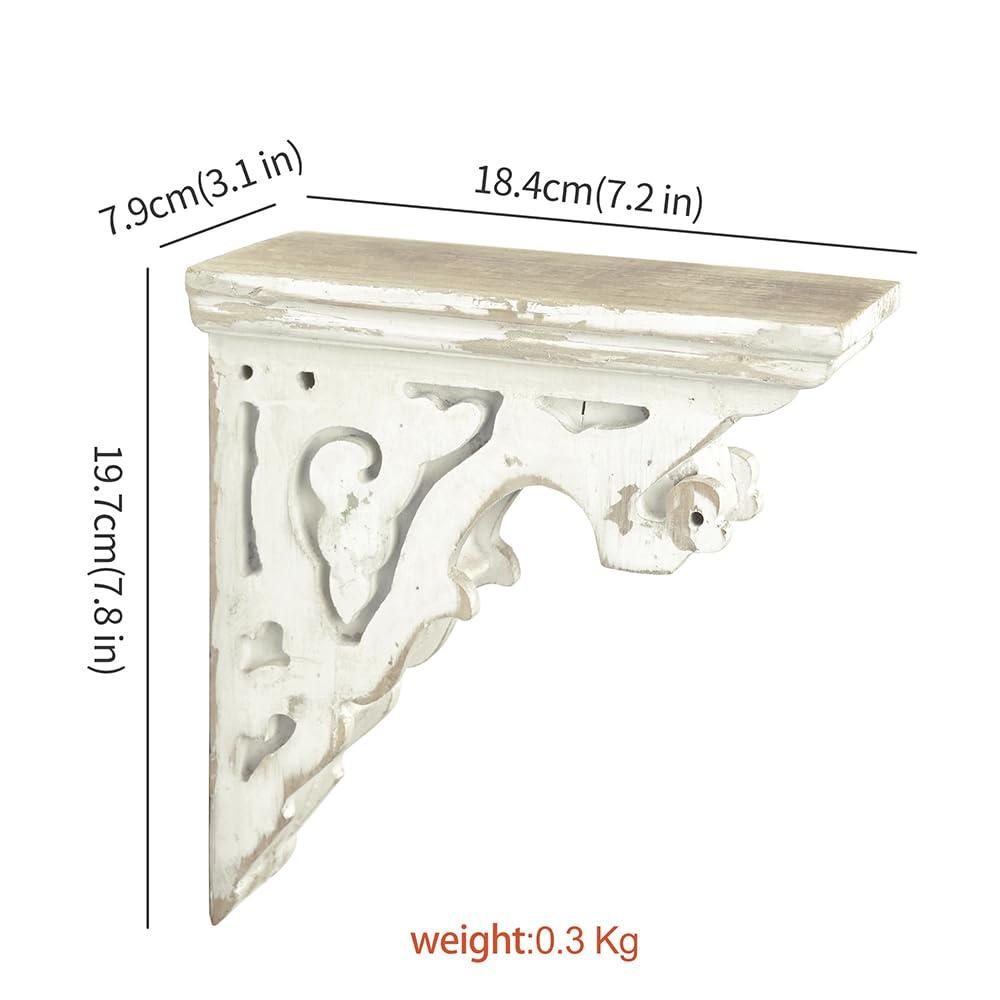 Ophelia & Co. Vintage Shabby Wood Corbels Brackets for Shelf Farmhouse Wall Decor (Set of 2)
