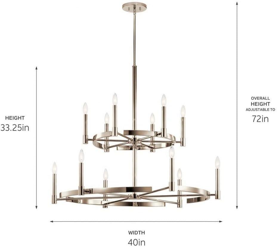 Tolani Polished Nickel 12-Light Elegance Chandelier