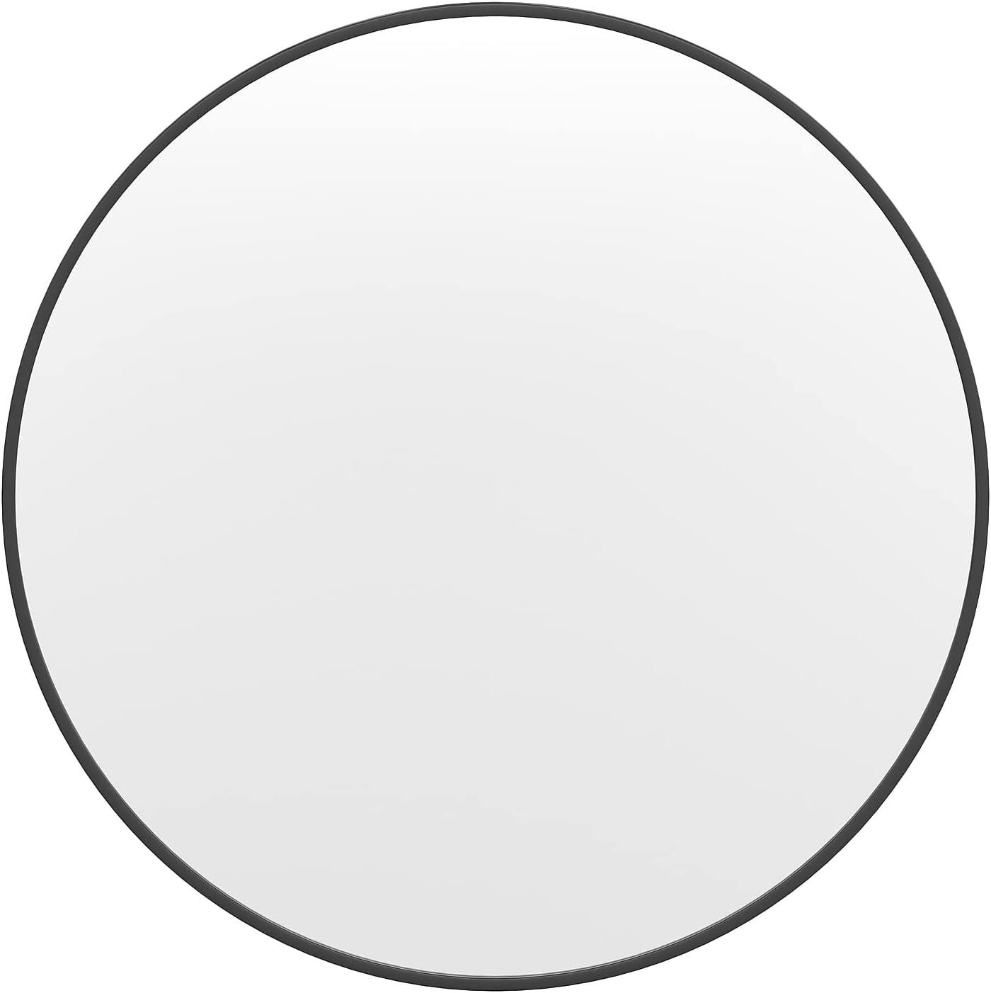 Flash Furniture Julianne 36" Round Black Metal Framed Wall Mirror - Large Accent Mirror for Bathroom, Vanity, Entryway, Dining Room, & Living Room