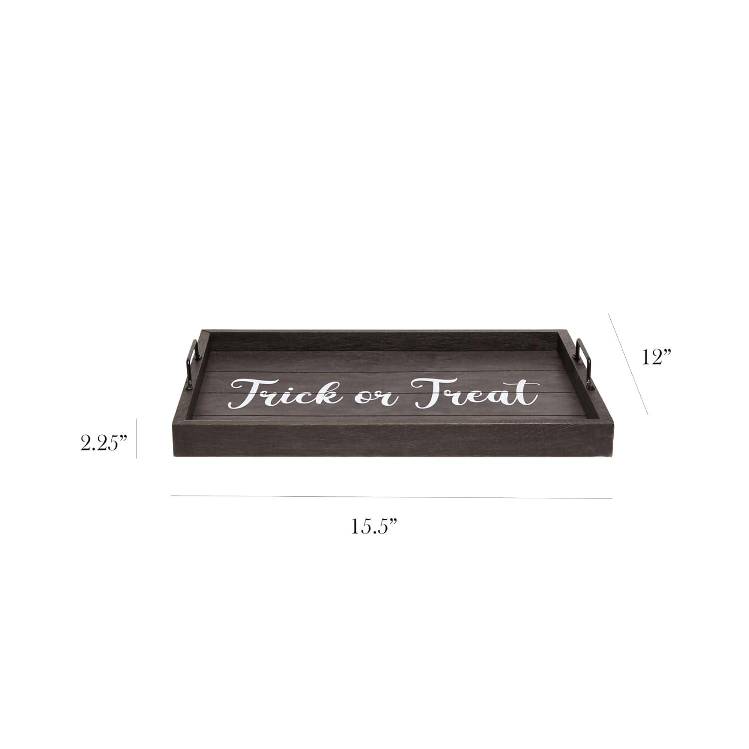 Elegant Designs 15.5" x 12" Decorative Wood Serving Tray, "Trick or Treat", Black Wash