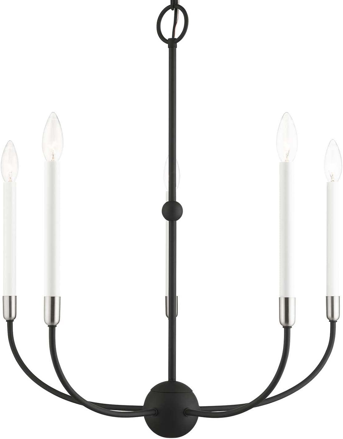 Black and Crystal 5-Light Candelabra Chandelier