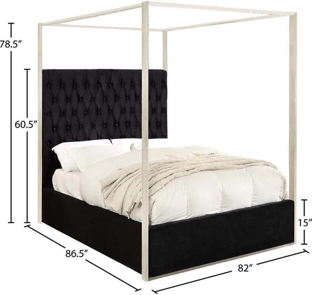 Meridian Furniture Porter Tufted Velvet Queen Bed in Black
