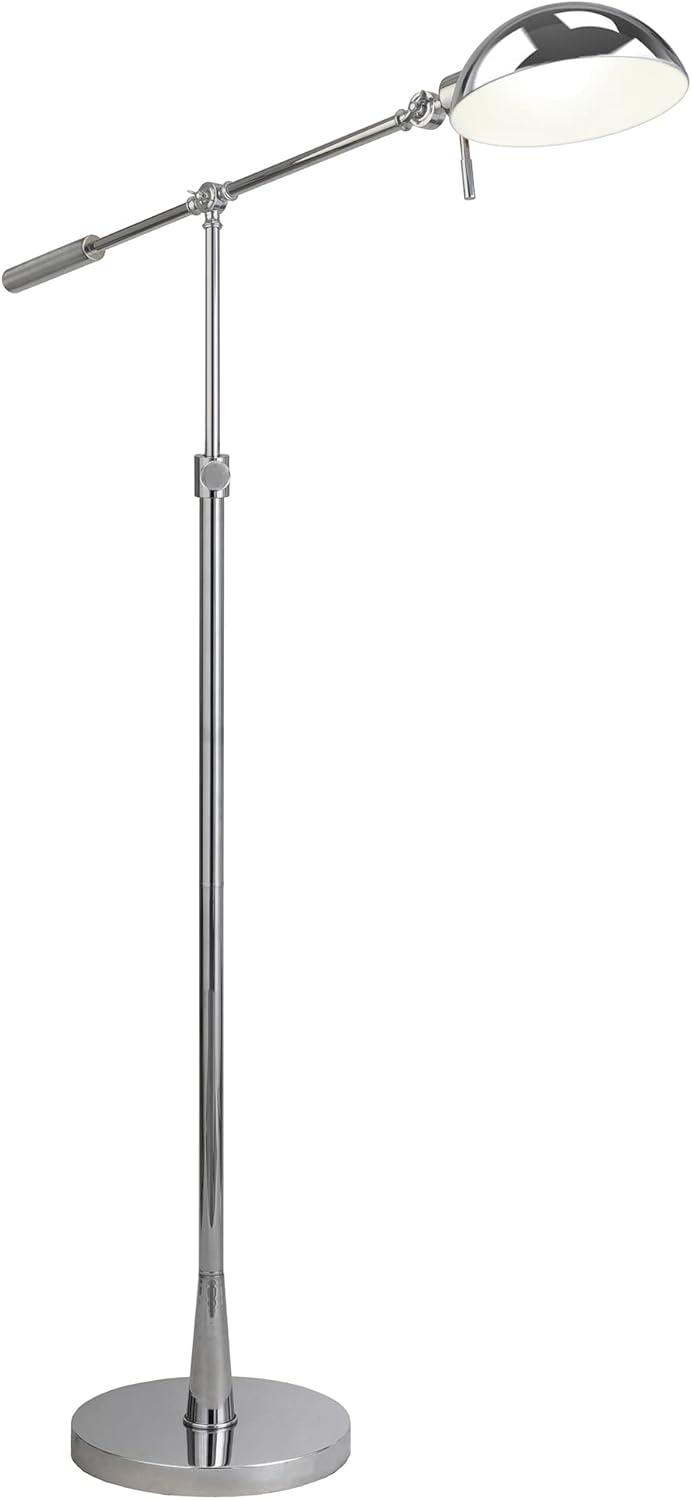 Polished Nickel Adjustable Floor Lamp with Dome Shade