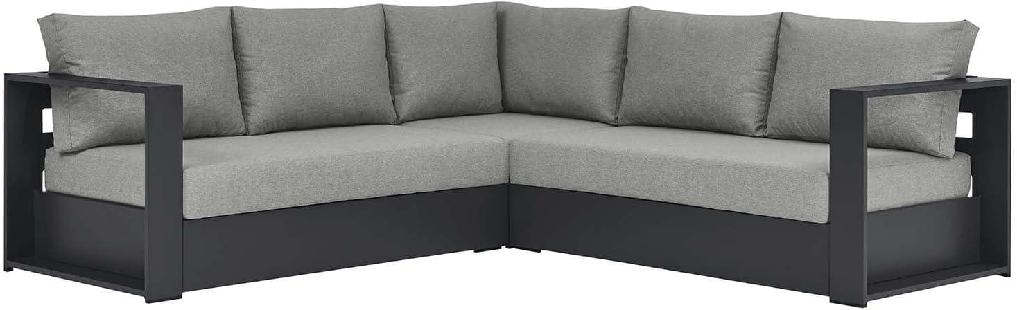 Tahoe Gray Aluminum Outdoor Sectional Sofa with Cushions