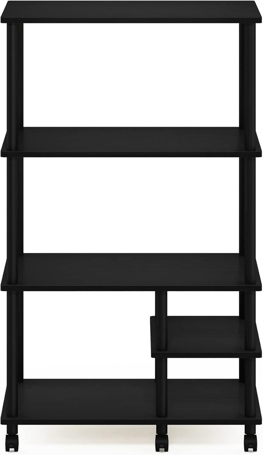 Furinno Turn-N-Tube 4-Tier Toolless Multipurpose Printer Stand Display Storage Shelf with Wheels, Americano/Black