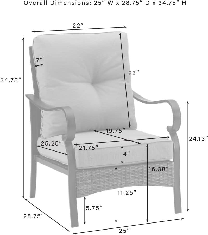 2pk Dahlia Outdoor Steel Arm Chairs Taupe/Matte Black - Crosley: Padded, Weather-Resistant Patio Seating
