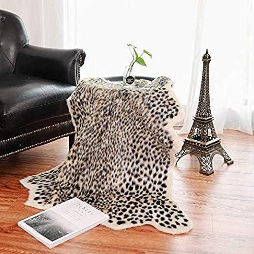 Leopard Print Faux Cowhide Animal Skin Rug, 39.4x37.4 inches