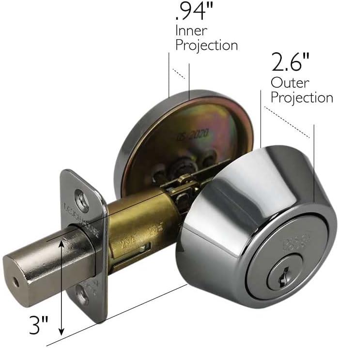 Polished Chrome Single Cylinder Adjustable Deadbolt