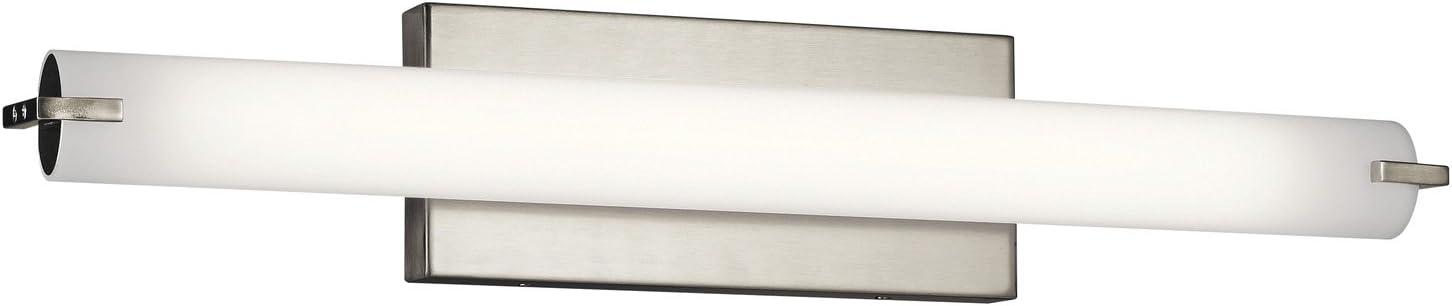 Kichler 25.5" 1 Light Brushed Nickel Integrated LED Vanity Light with White Acrylic Shade