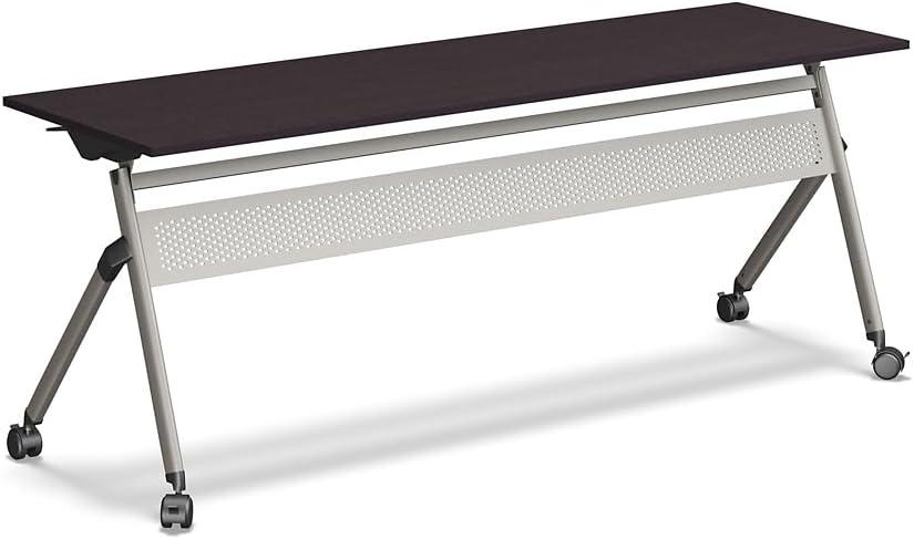 72" Warm Ash Laminate Flip Top Conference Table with Brushed Nickel Legs