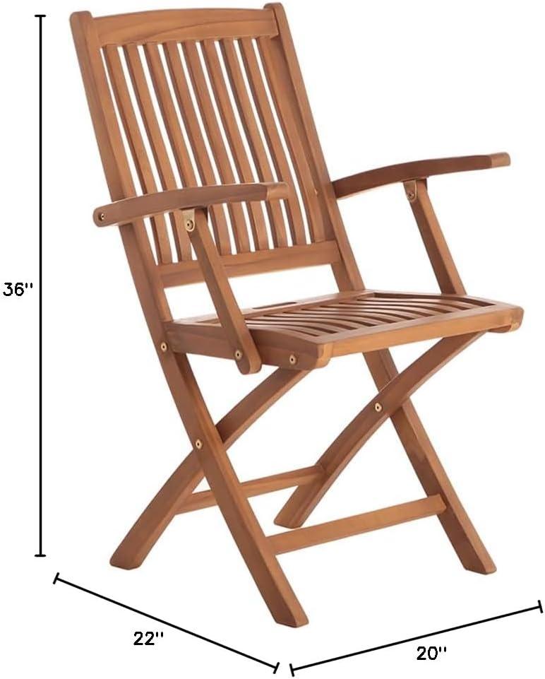 Nordic  Teak Outdoor Oiled Patio Folding Chair with Arm Rests