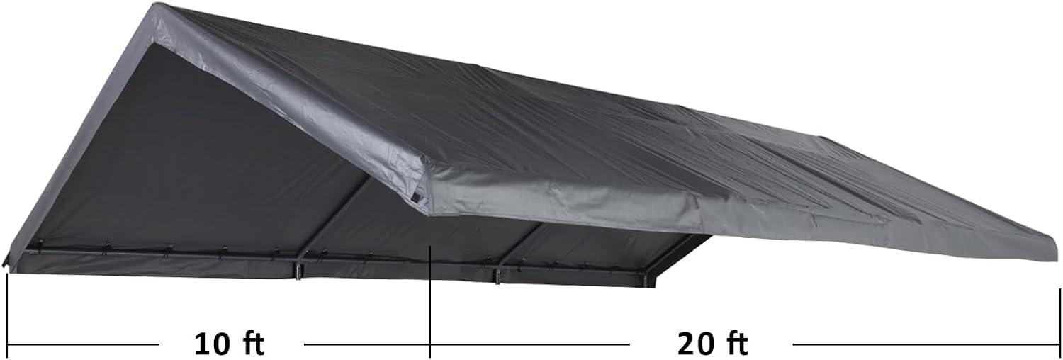 Dark Gray Waterproof Polyethylene Carport Replacement Canopy Cover