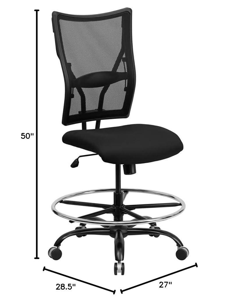 BizChair Big & Tall 400 lb. Rated Black Mesh Ergonomic Drafting Chair