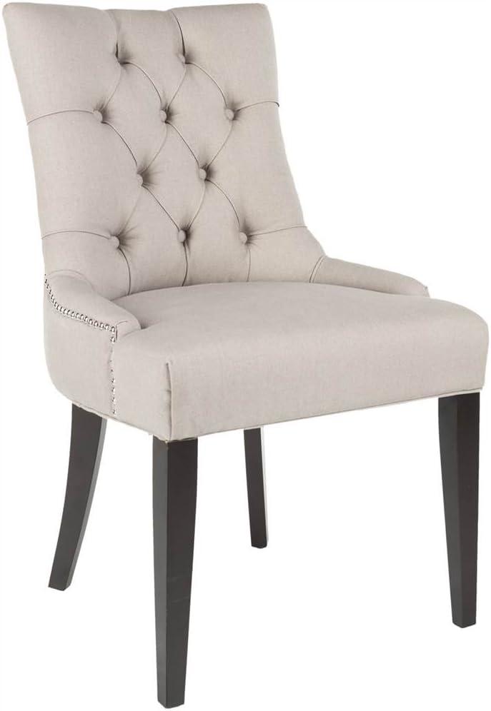 Abby 19''H Tufted Side Chairs (Set Of 2)  Silver Nail Heads - Taupe - Safavieh