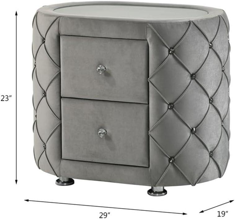 Acme Furniture Perine Nightstand in Gray Velvet