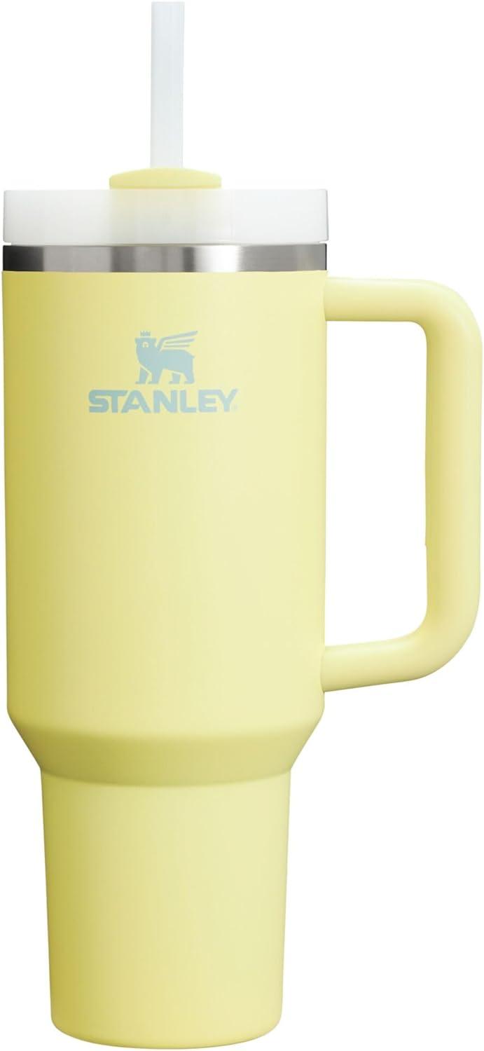 Pomelo Yellow Insulated Stainless Steel Travel Tumbler with Handle and Straw