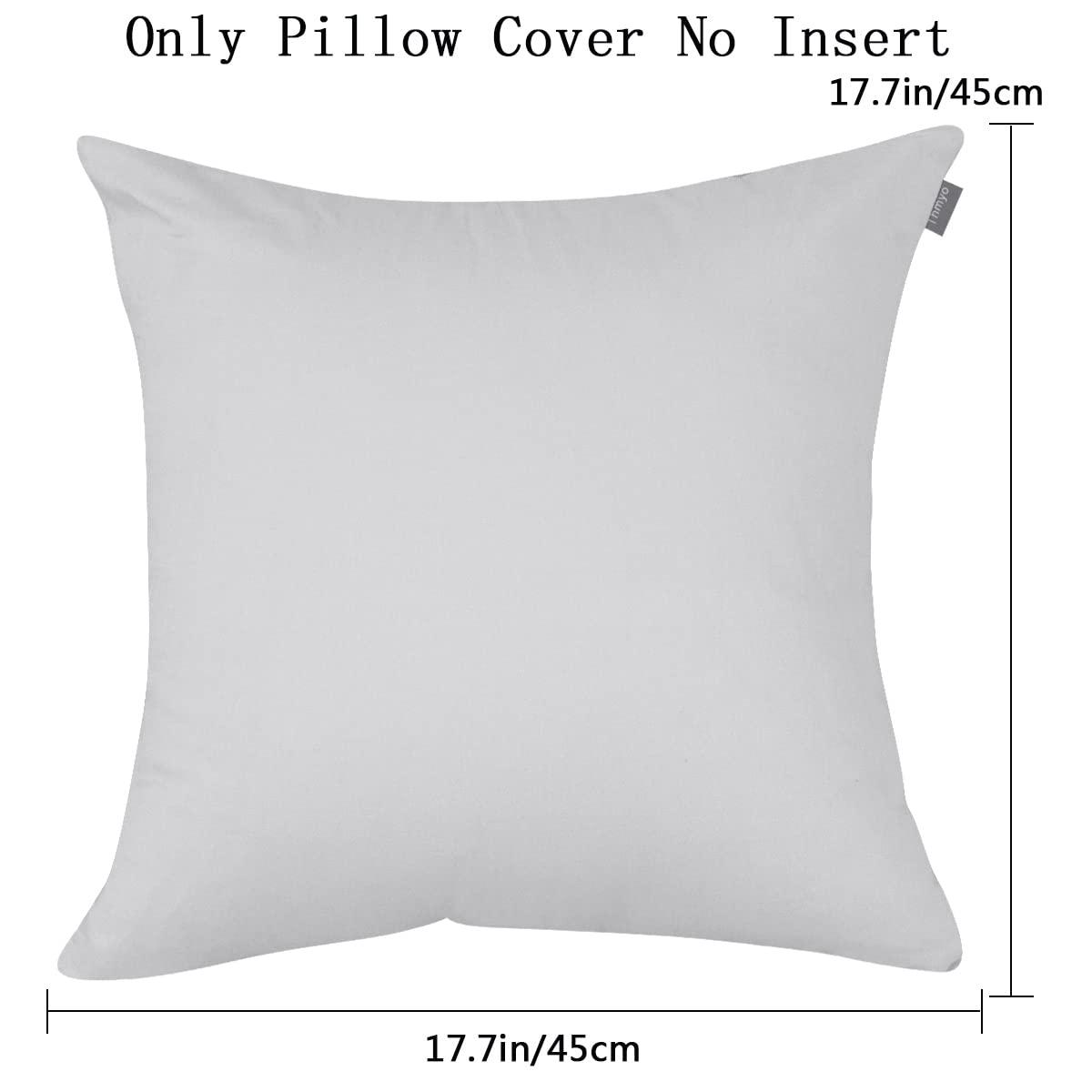 Thmyo 4-Pack 100% Cotton Comfortable Solid Decorative Throw Pillow Case, Square Cushion Cover Pillowcase Sublimation Blank Pillow Covers DIY Throw Pillowcase(18x18 inch/ 45x45cm,Light Silver Grey)