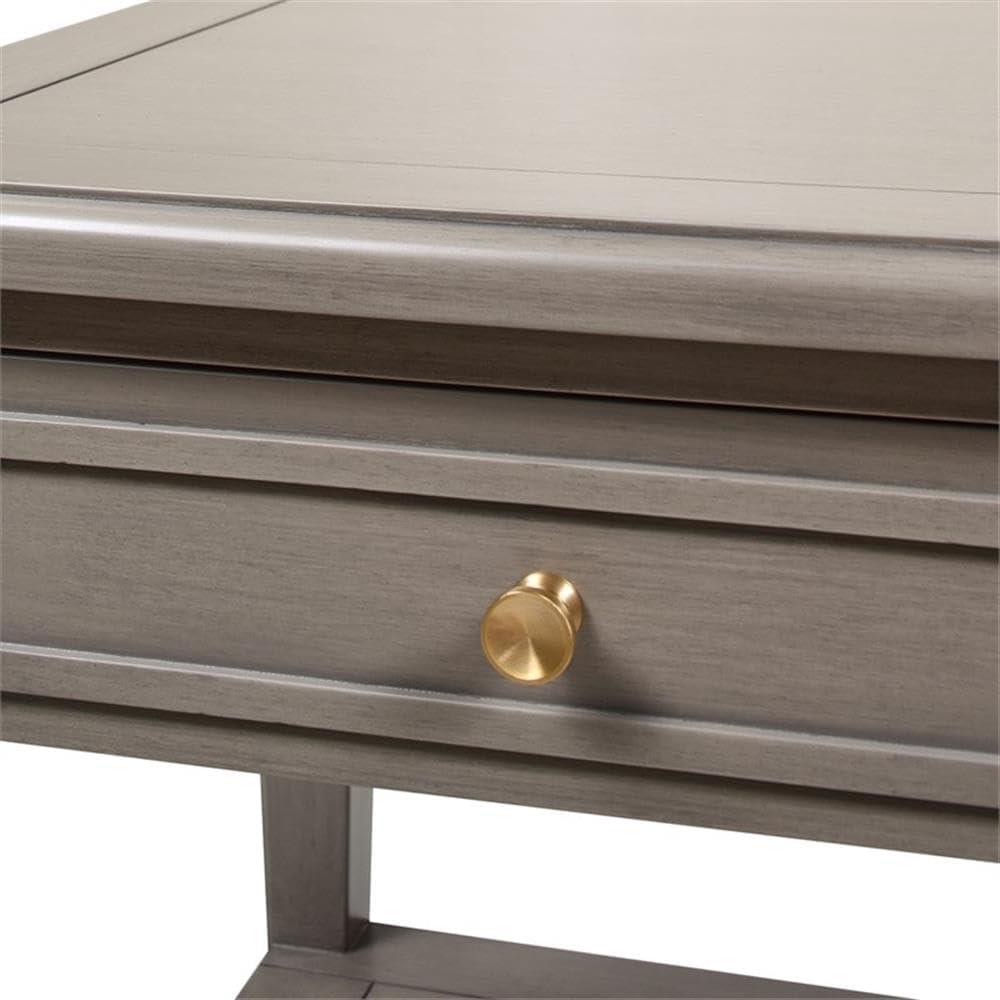 Gray Cashmere Wood and Gold Accent Storage End Table