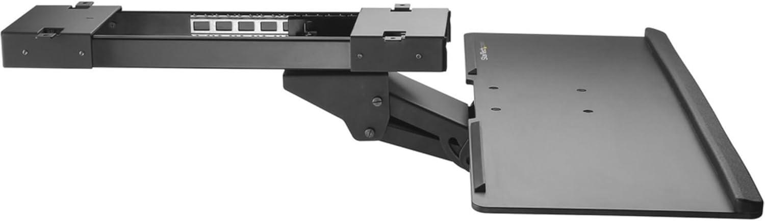 Adjustable Black Steel and Plastic Under-Desk Keyboard Tray