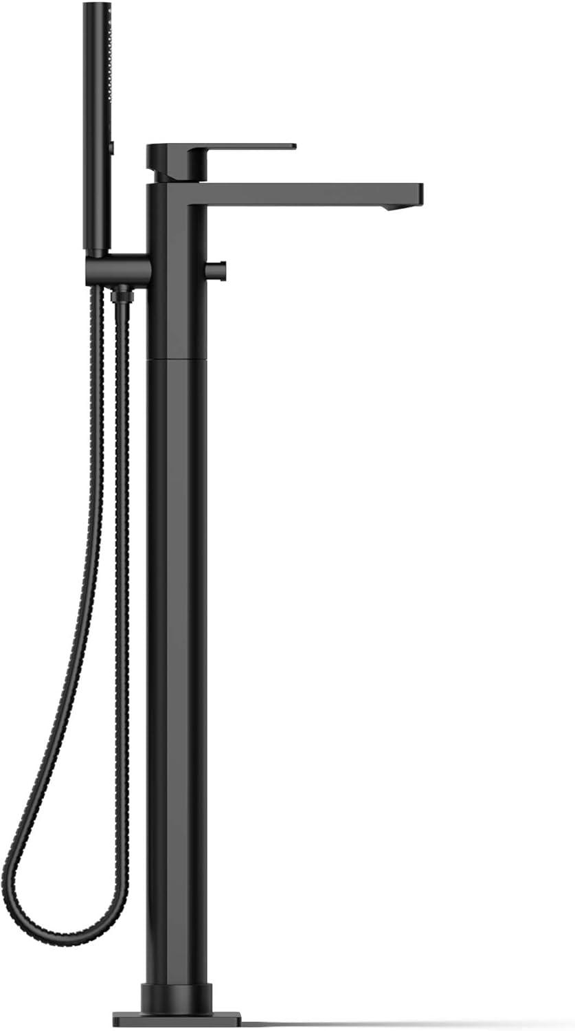 Parallel Floor-Mount Bath Filler Trim With Handshower