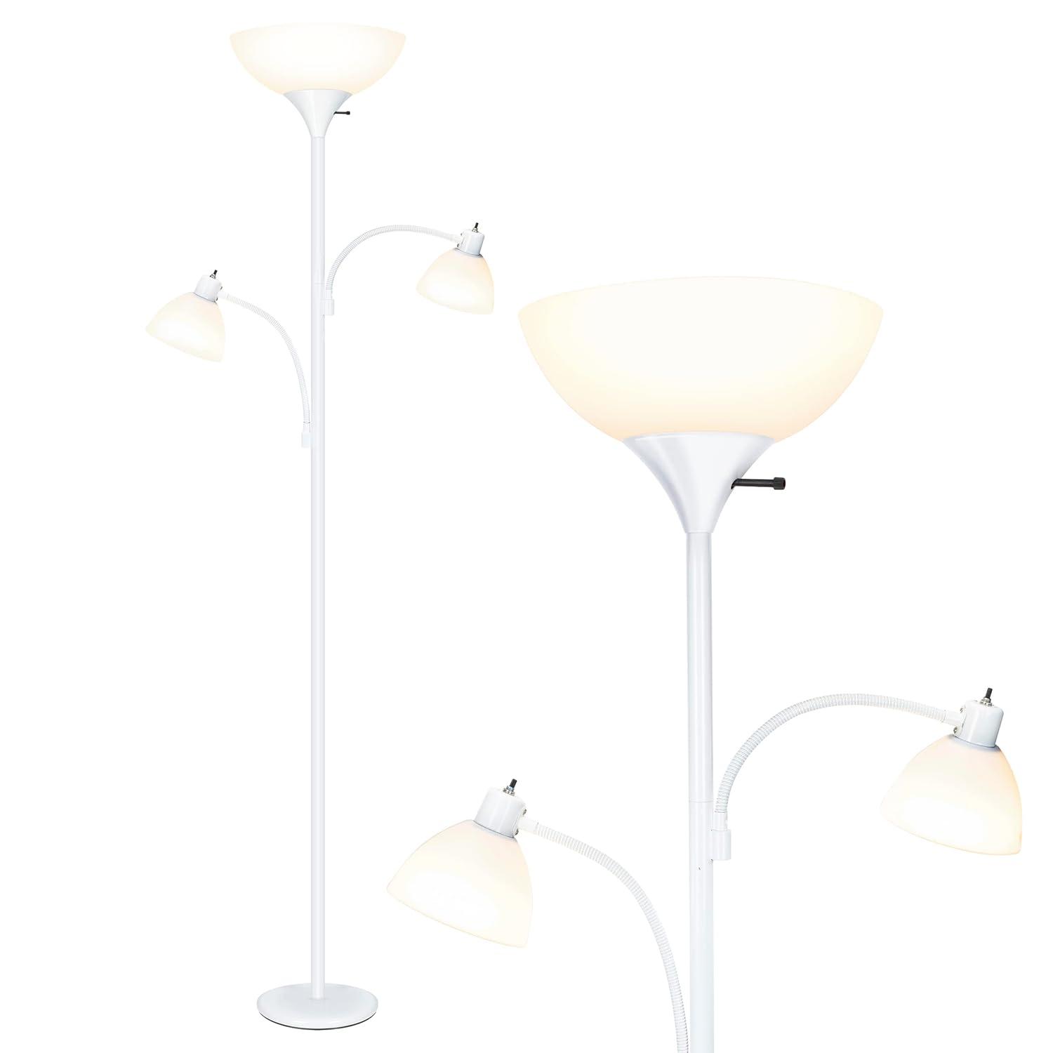 Brightech Dome Double 72 in. Industrial 3-Light 3-Way Dimming LED Floor Lamp with 3 Plastic Bowl Shades