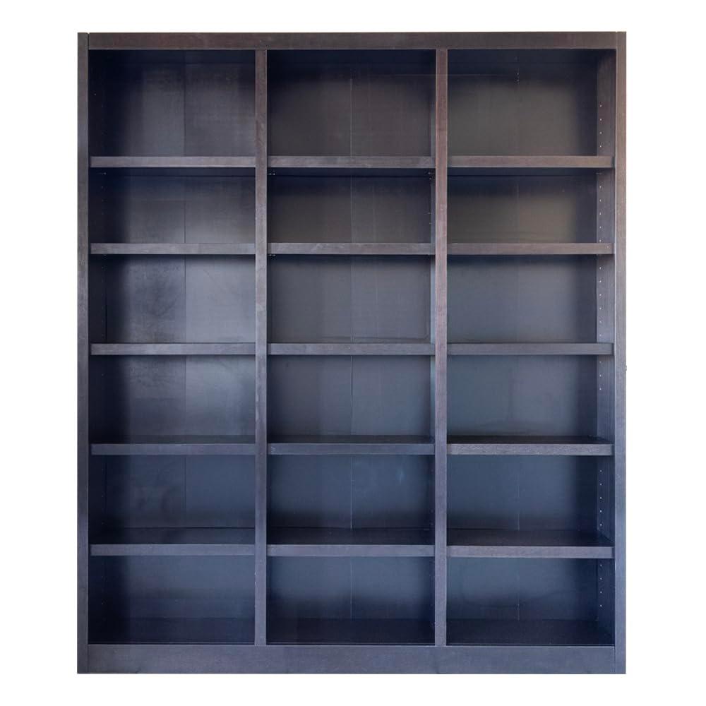 Winston Porter Aliette Triple Wide Wood Bookcase, 18 Bookshelf, 84 inch Tall Storage and Display Bookshelf for Home Office and Living Room