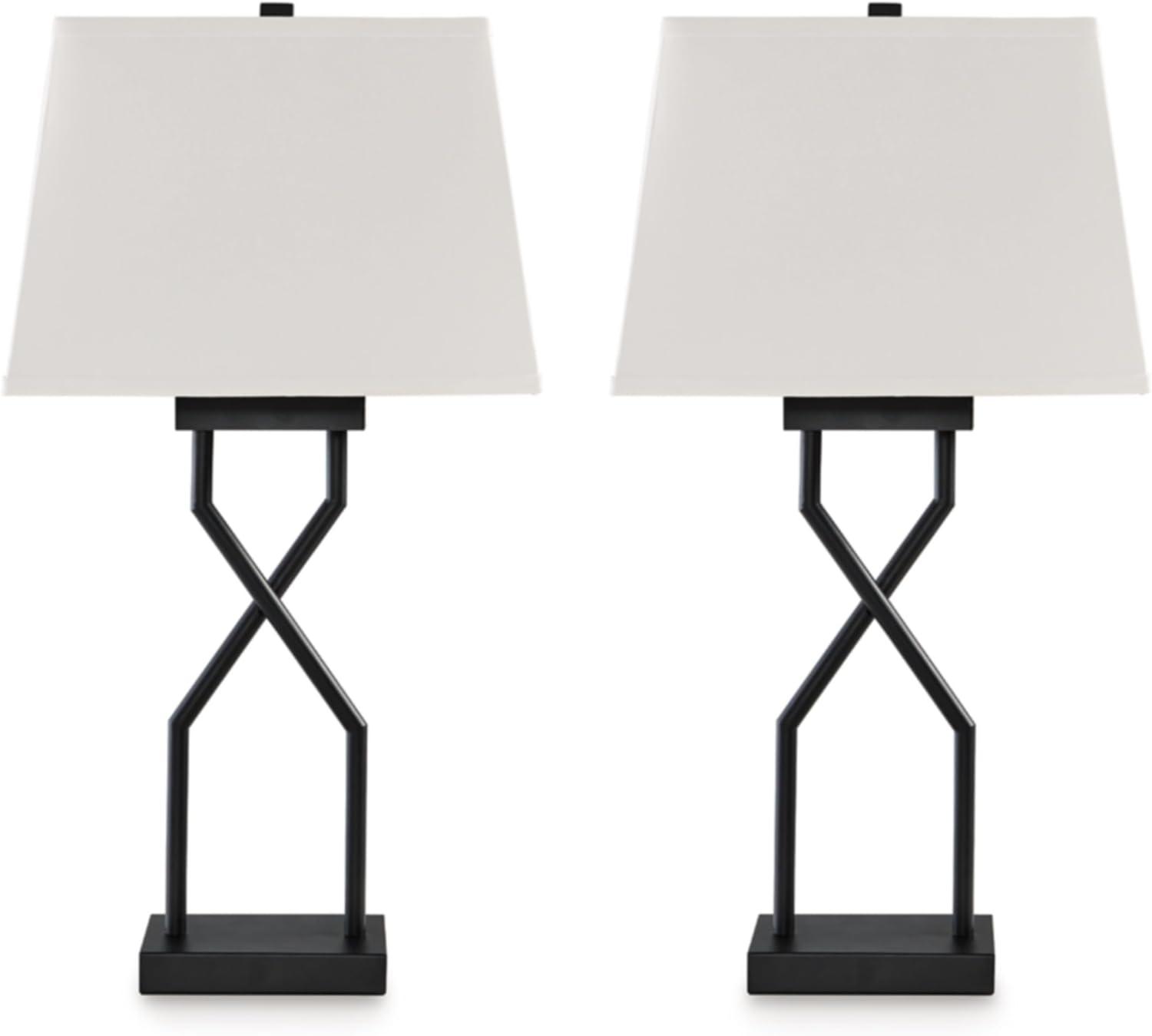 Brookthrone Set of 2 Black Metal Table Lamps with USB Ports