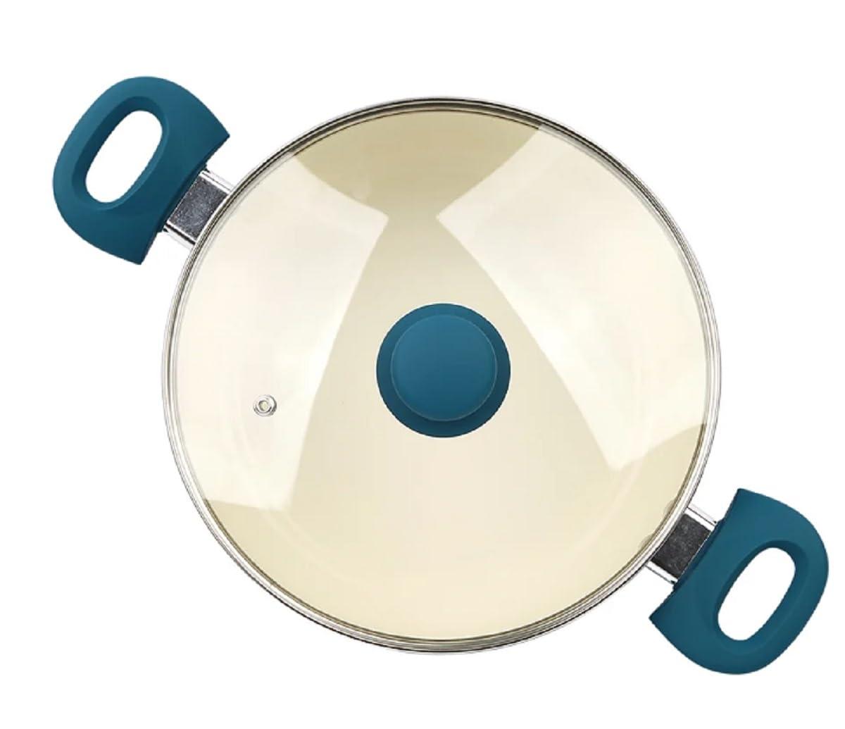 Mainstays 12 Piece Ceramic Nonstick Aluminum Pots and Pans Cookware Set, Blue