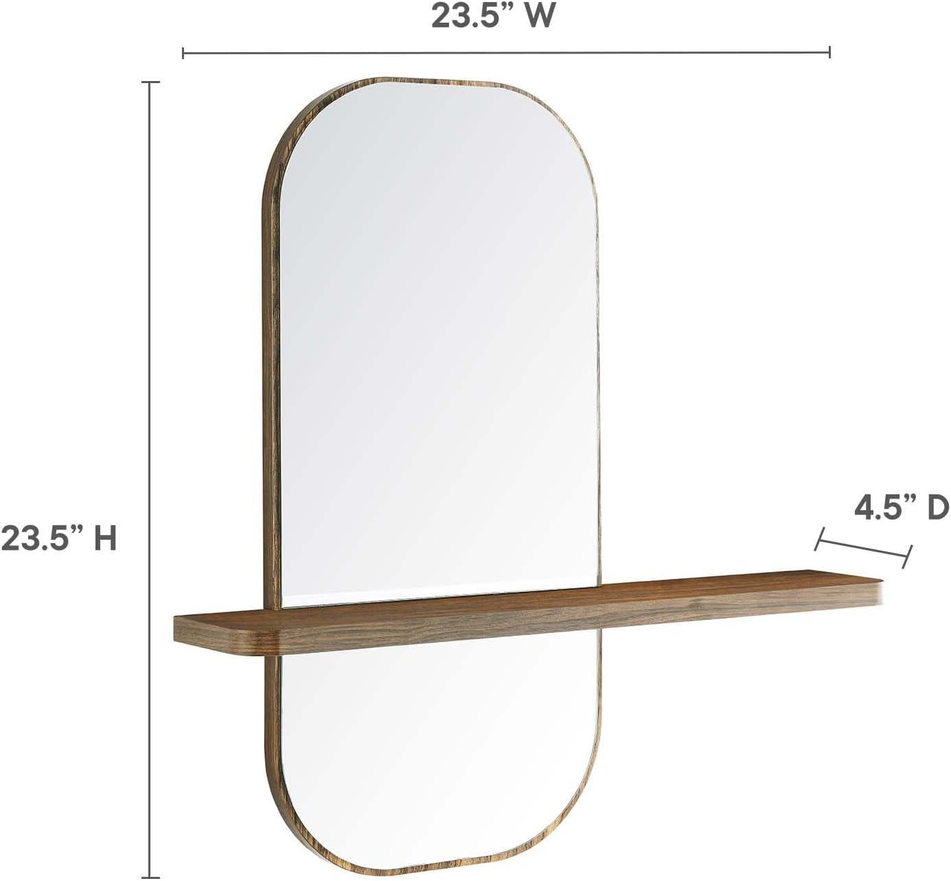 Solstice Walnut Rectangular Mirror with Shelf