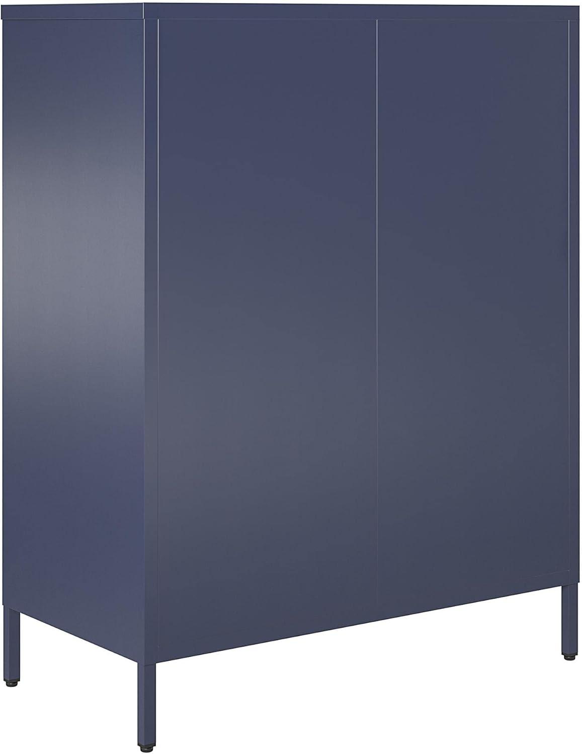 Navy Metal Mesh 2-Door Adjustable Shelving Accent Cabinet