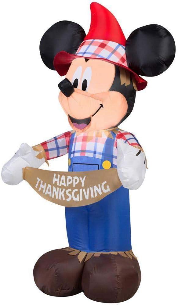 Gemmy Airblown Inflatable Mickey as Scarecrow Disney, 3.5 ft Tall, Multicolored