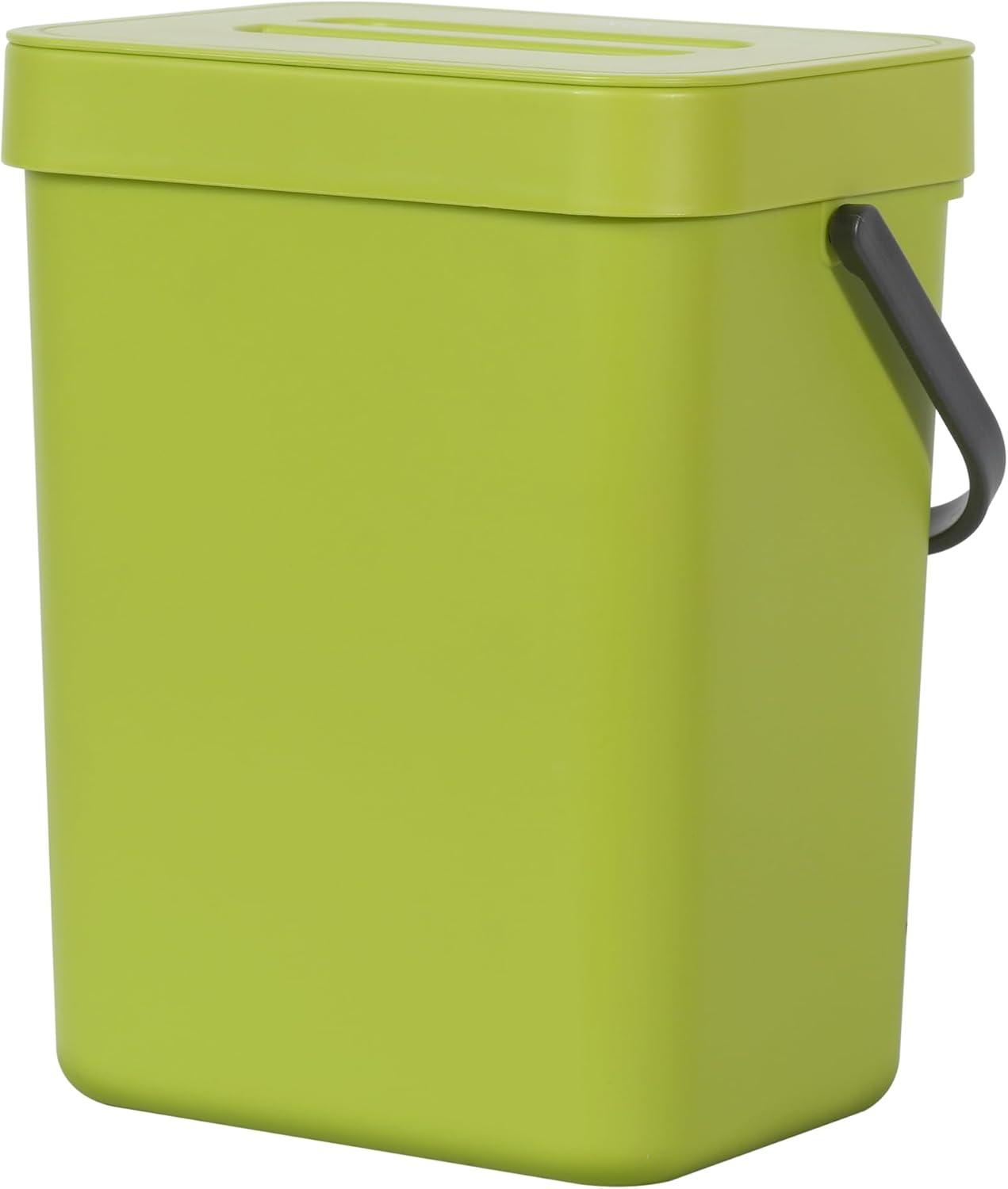 Wall-Mounted Trash Can with Lid, 1.32 Gal / 5L Hanging Trash Can, (Green)