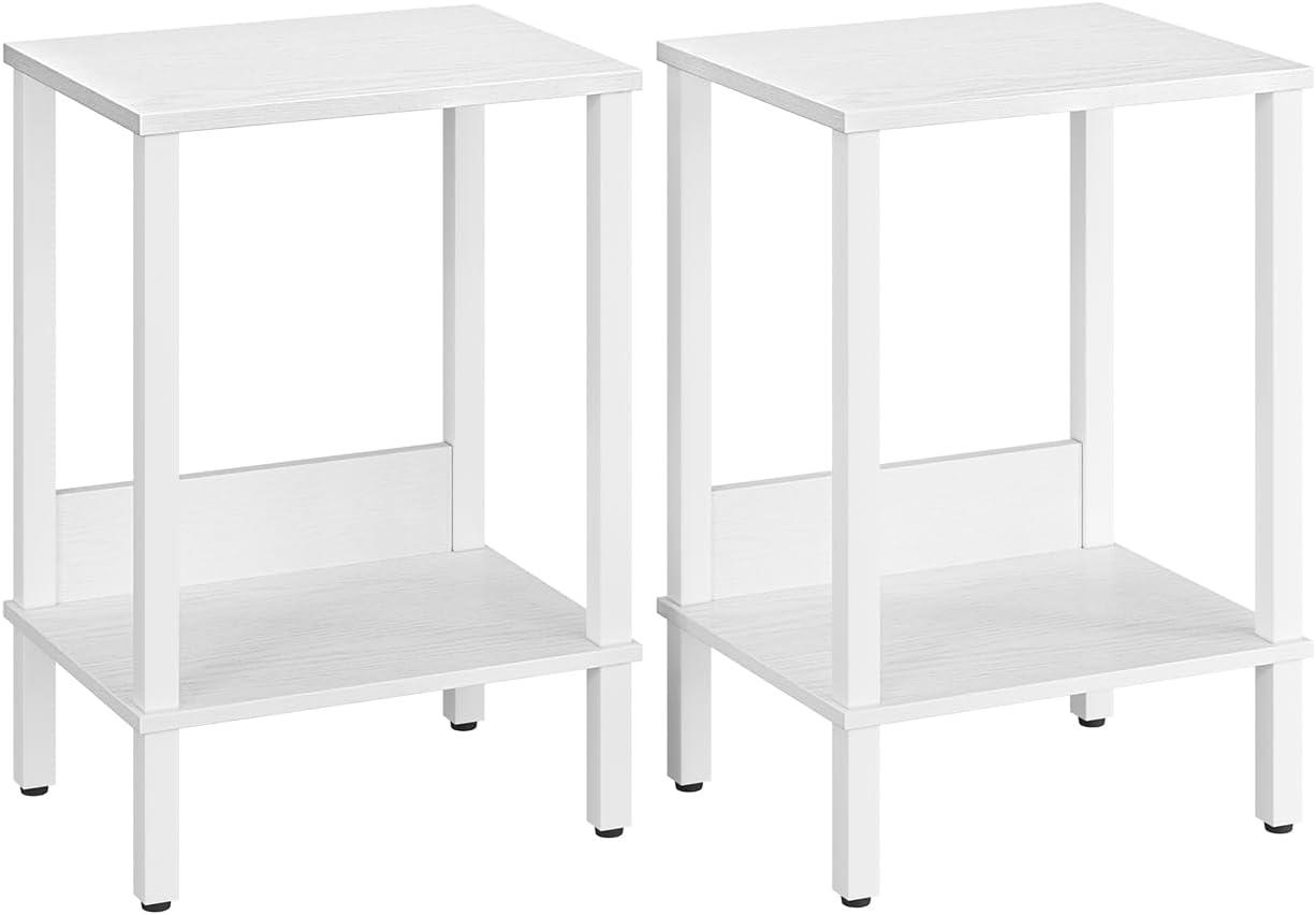 End Table, Side Table, Set of 2, Nightstands with 2-Tier Storage Shelves, Sofa Table for Small Space, Coach Table for Living Room Bedroom, Rustic Brown UTBT101F2