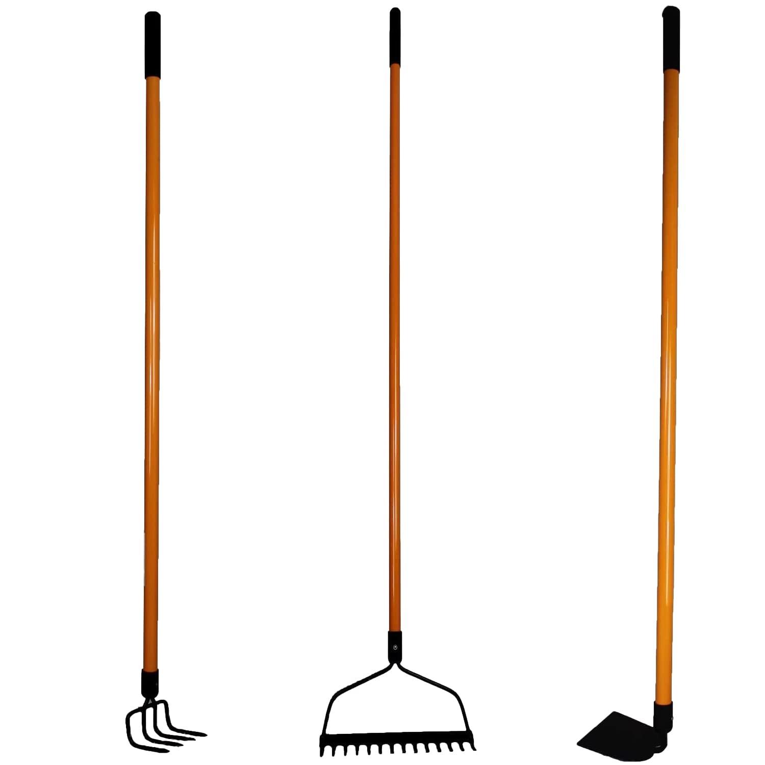 Ashman Online, 3 Various Assorted Garden Rakes  – Bow Rake, Garden Cultivator, and Garden Hoe, Black Color Metal Blade – Multipurpose Assorted Shovels with Strong Build 3 Pcs.