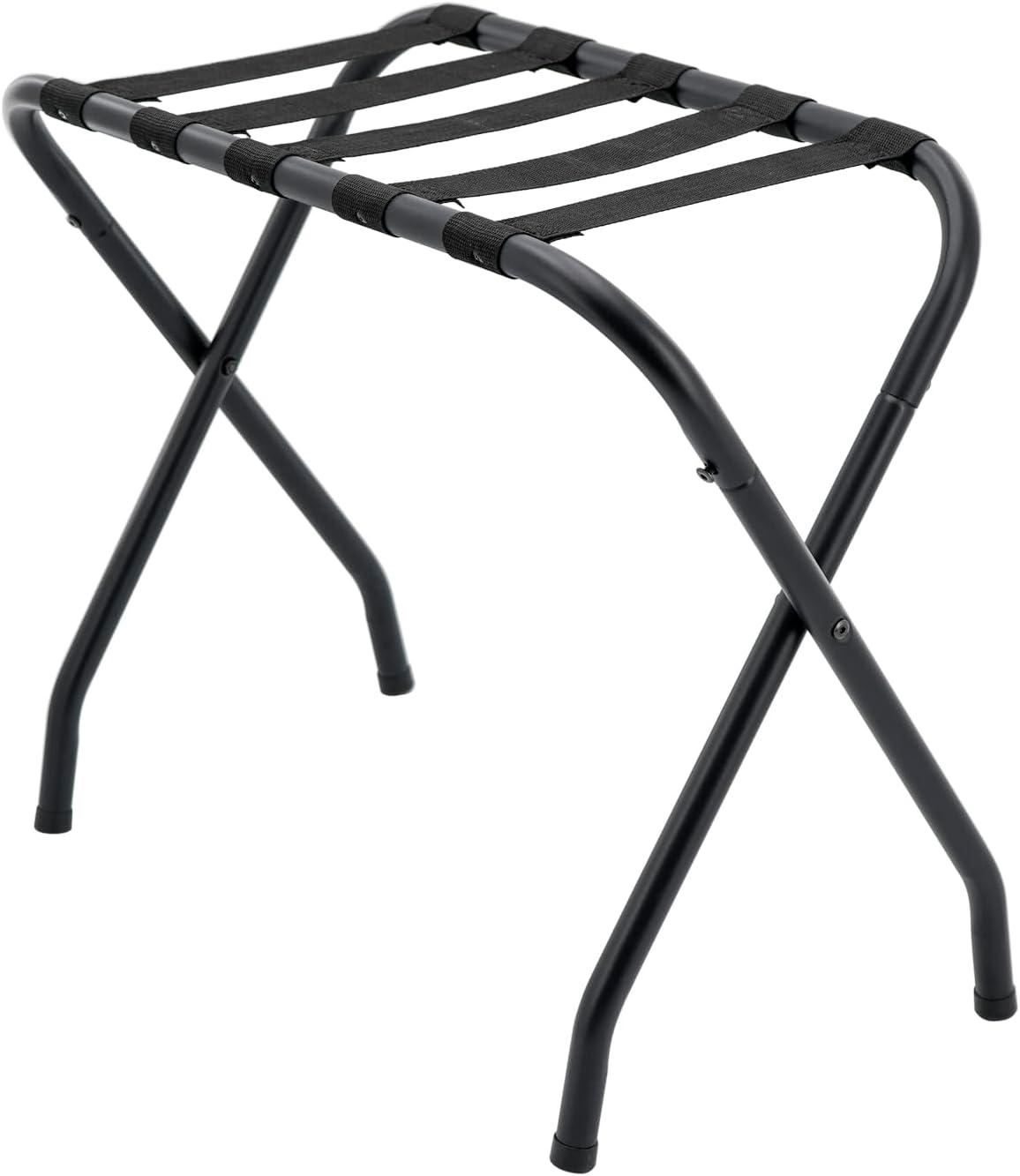 Lifemaster Foldable Luggage Rack for Guest Room - Steel Frame, Holds 100 lbs - Easy Assembly, Space-Saving Design, Nylon Straps - Black, Pack of 1