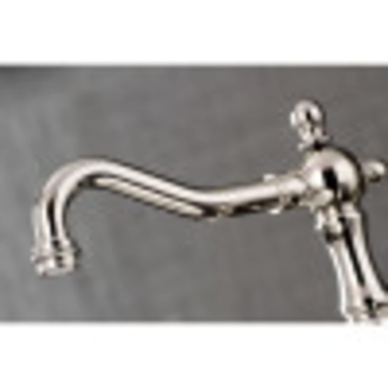 Kingston Brass Heritage Two-Handle 3-Hole Deck Mount Widespread Bathroom Faucet with Brass Pop-Up Drain