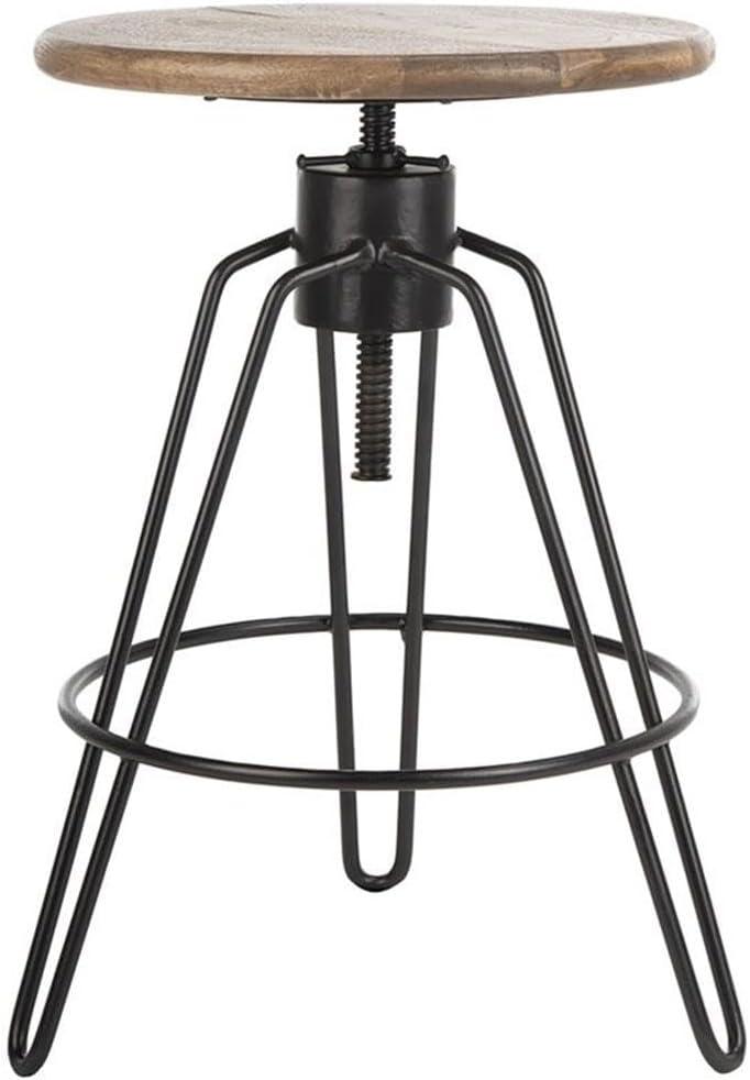 Kai Adjustable Swivel Counter Stool - Natural Honey/Black - Safavieh