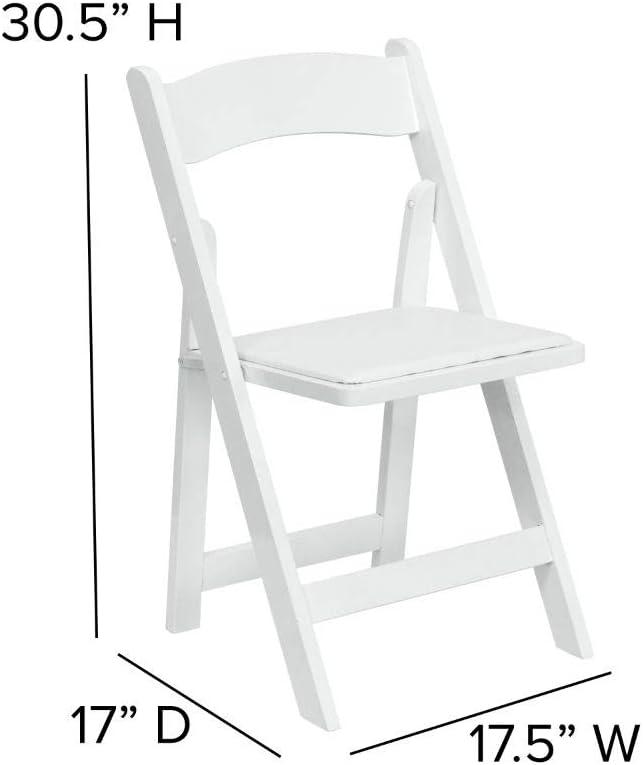 Elegant White Beechwood Folding Chair with Detachable Cushion