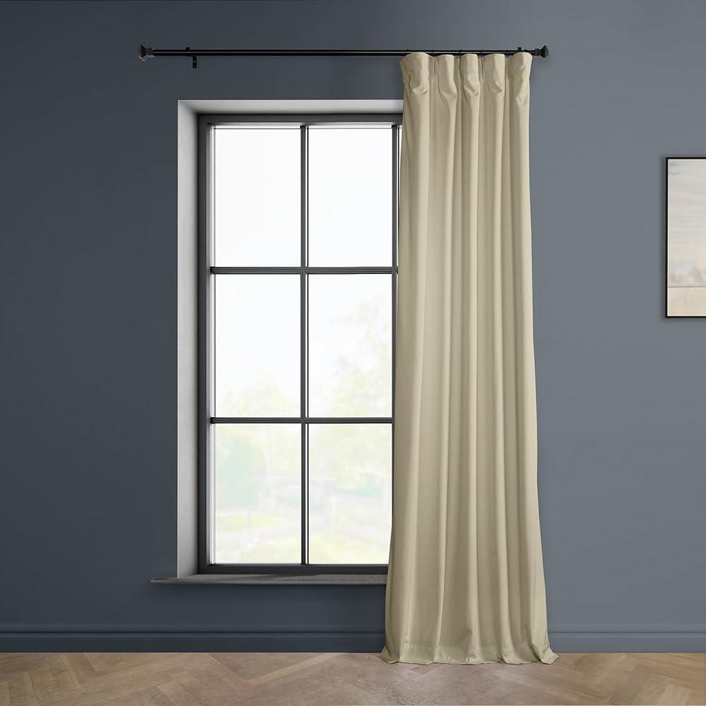 HPD Half Price Drapes Heritage Plush Velvet Curtains 84 Inches Long Room Darkening Curtains for Bedroom & Living Room 50W x 84L, (1 Panel), Macchiato Beige