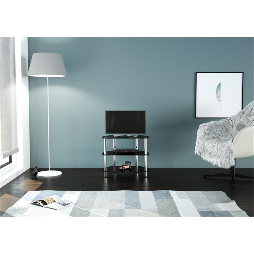 AVF Transitional Steel and Glass TV Stand for up to 32" TVs in Black/Chrome
