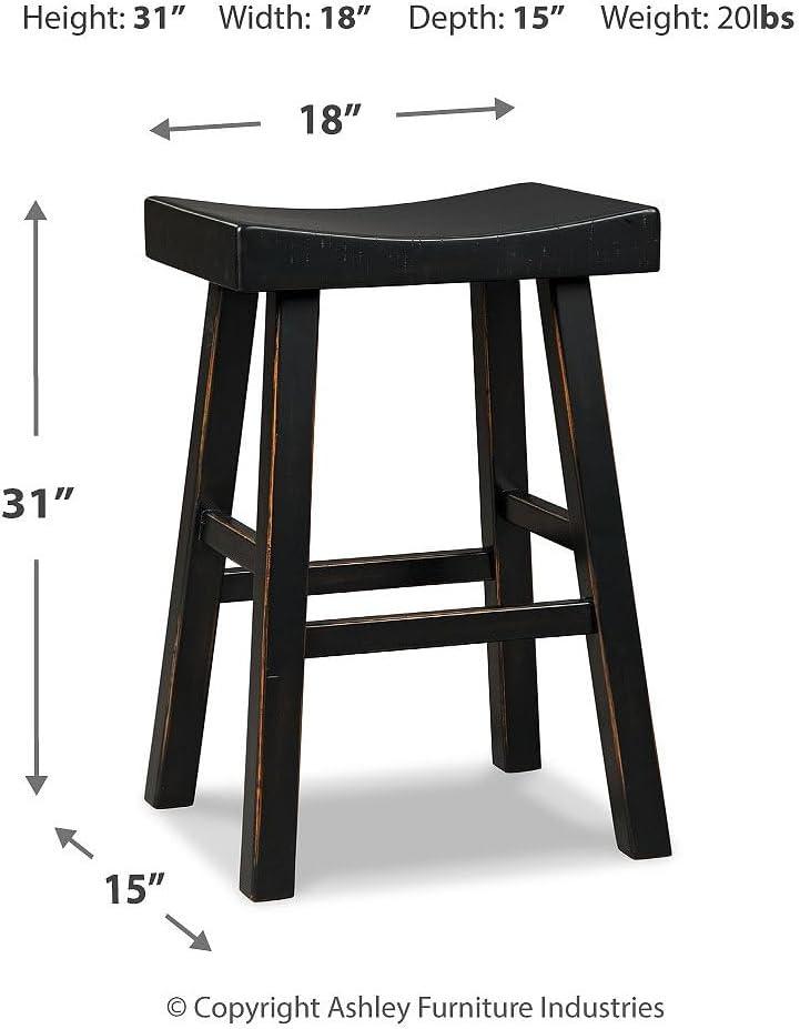 Transitional 31" Black Wood and Metal Saddle Barstool