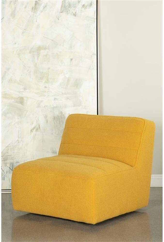 Coaster Modern Faux Leather Upholstered Swivel Chair in Mustard