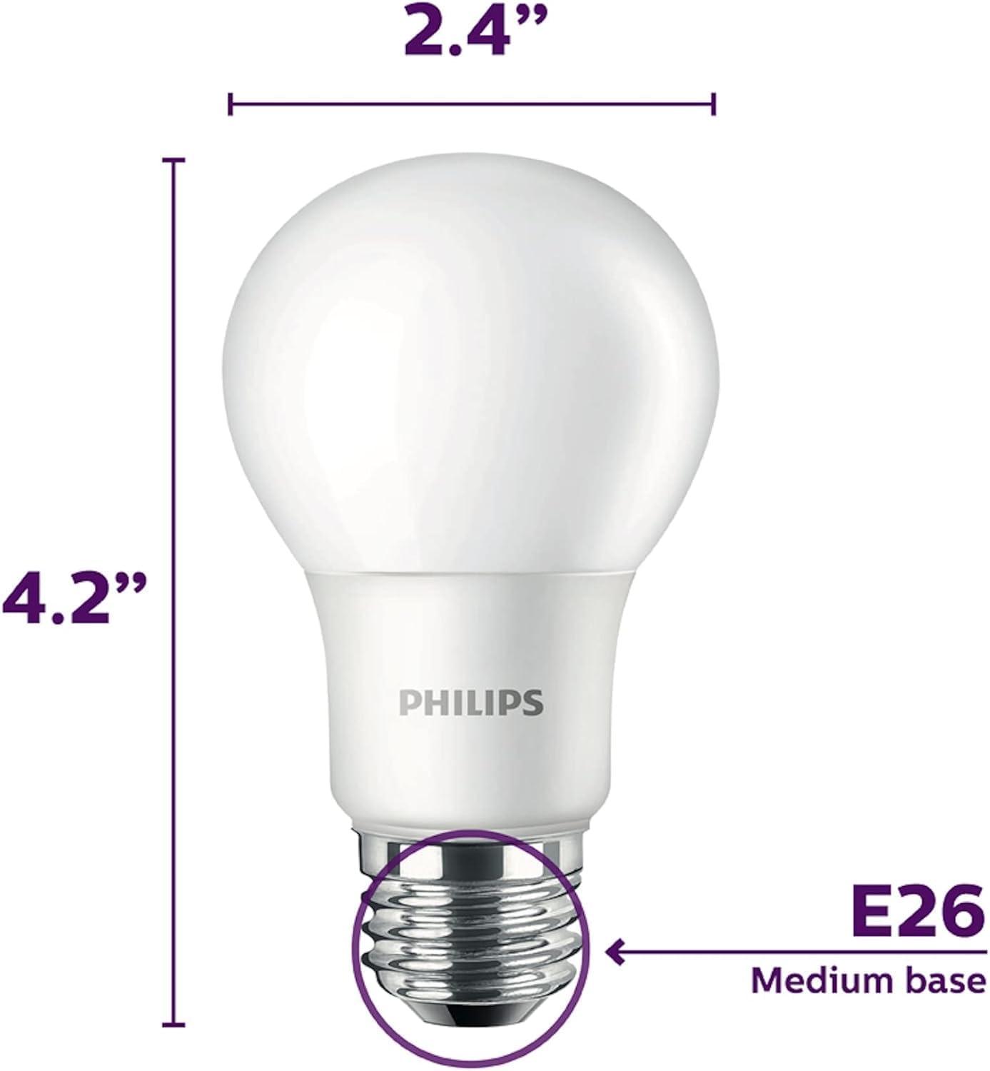 Philips LED 60-Watt A19 General Purpose Household Light Bulb, Frosted Soft White, Non-Dimmable, E26 Medium Base (4-Pack)